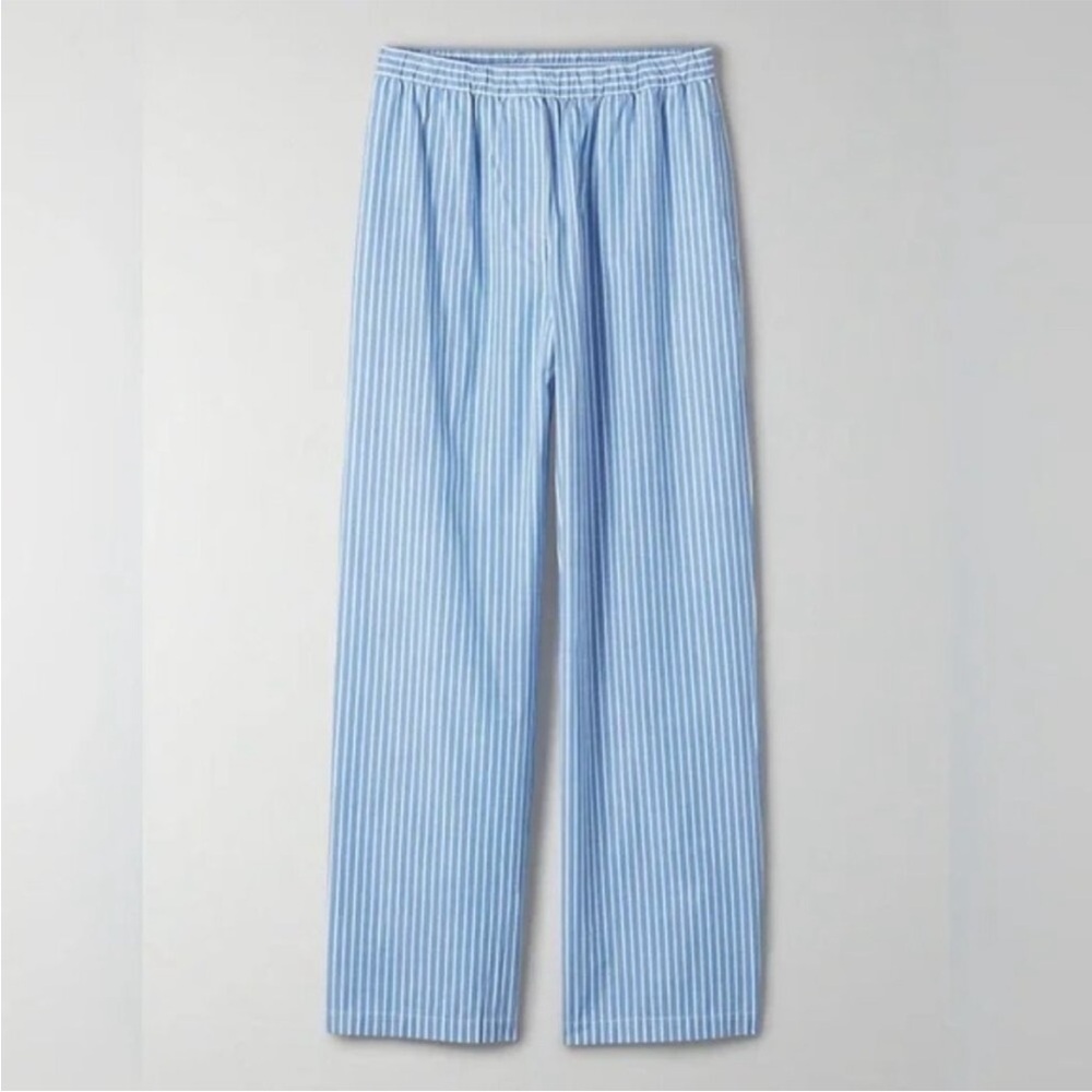 Wilfred Pull on Stripe Cotton Pants in Blue Stripe - S